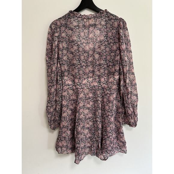 LoveShackFancy Cassidy Dress 6 Pink Floral Puff Sleeve Ocean Breeze Ruffled Mini - Picture 7 of 12